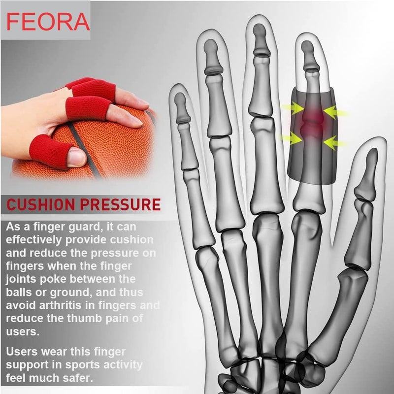 Feora9X FEORA 10 Pcs. Finger Sleeve Protector Thumb Brace Support Elastic Compression Protector for Relieving Pain, Arthritis, Trigger Finger, Playing Sports | Finger Support - (RED) - Image 3