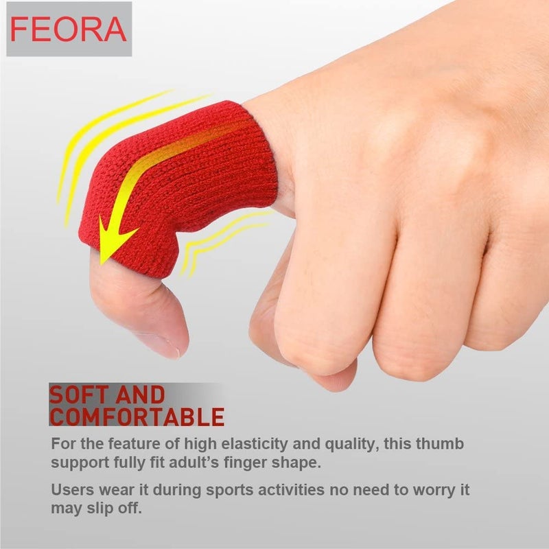 Feora9X FEORA 10 Pcs. Finger Sleeve Protector Thumb Brace Support Elastic Compression Protector for Relieving Pain, Arthritis, Trigger Finger, Playing Sports | Finger Support - (RED) - Image 2
