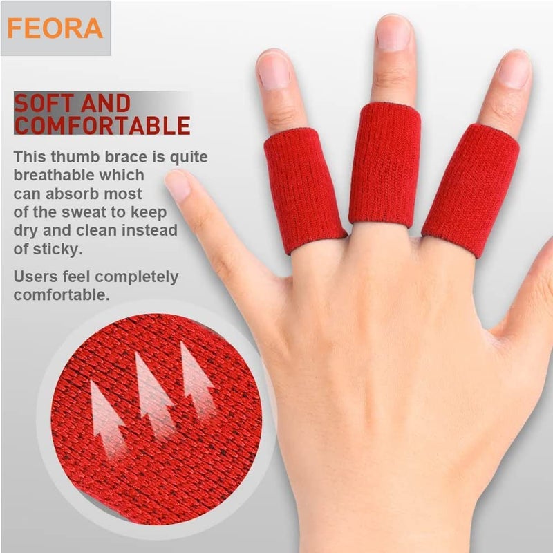 Feora9X FEORA 10 Pcs. Finger Sleeve Protector Thumb Brace Support Elastic Compression Protector for Relieving Pain, Arthritis, Trigger Finger, Playing Sports | Finger Support - (RED) - Image 5