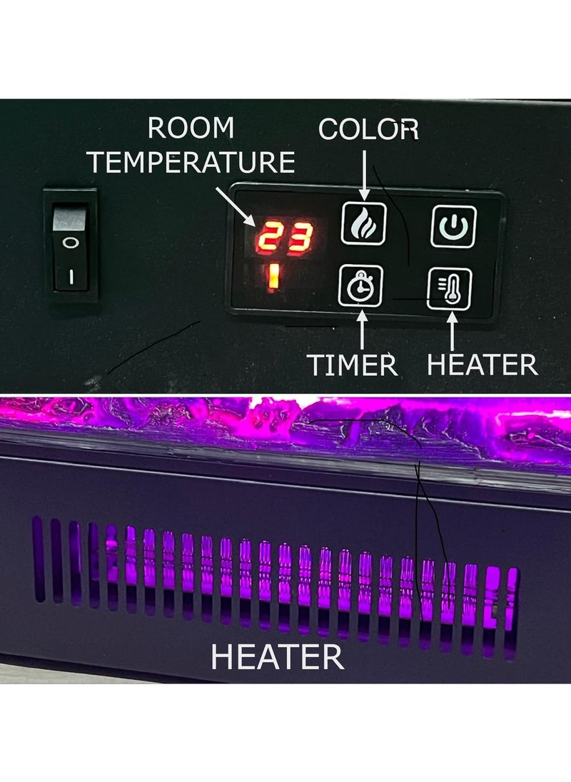 Generic - Electric Fireplaces with 7 Colors and Heater Decorative Electrical Fireplace, Remote Control with Timer and Room Temperature Display (157cm) - Image 1