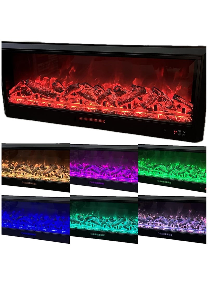 Generic - Electric Fireplaces with 7 Colors and Heater Decorative Electrical Fireplace, Remote Control with Timer and Room Temperature Display (157cm) - Image 1