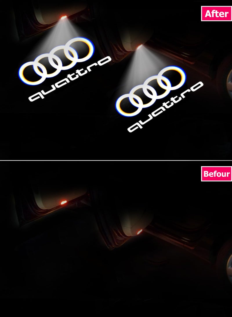 SYOSI "4PCS Car Door LED Welcome Lights Compatible with A1/A3/A4/A5/A6/A7/A8/Q3/Q5/Q7/R8/TT/RS/S Series, HD Car Door Lighting Automotive Door Courtesy Lamps Car Door Shadow Lights Door Puddle Lamps for Audi - Image 2