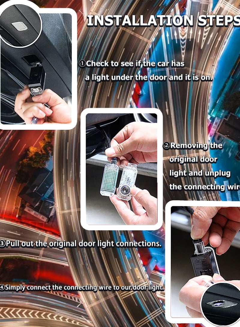 SYOSI "4PCS Car Door LED Welcome Lights Compatible with A1/A3/A4/A5/A6/A7/A8/Q3/Q5/Q7/R8/TT/RS/S Series, HD Car Door Lighting Automotive Door Courtesy Lamps Car Door Shadow Lights Door Puddle Lamps for Audi - Image 5