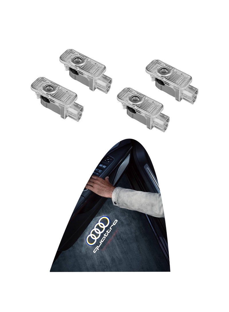 SYOSI "4PCS Car Door LED Welcome Lights Compatible with A1/A3/A4/A5/A6/A7/A8/Q3/Q5/Q7/R8/TT/RS/S Series, HD Car Door Lighting Automotive Door Courtesy Lamps Car Door Shadow Lights Door Puddle Lamps for Audi - Image 1