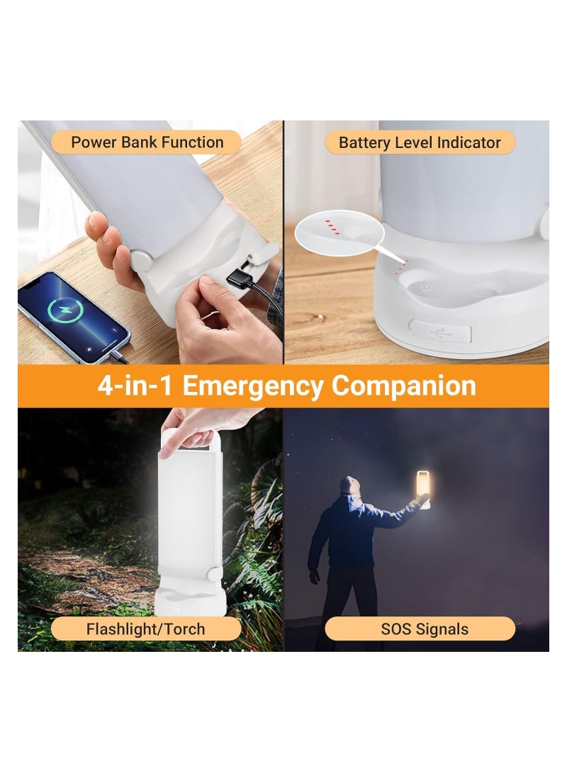 Zikra فانوس تخييم شمسي، 4400 مللي أمبير ساعة أضواء تخييم قابلة لإعادة الشحن، ضوء خيمة مقاوم للماء مع منفذ شحن USB، فانوس محمول للتخييم وصيد الأسماك وانقطاع التيار الكهربائي والطوارئ المنزلية - Image 5