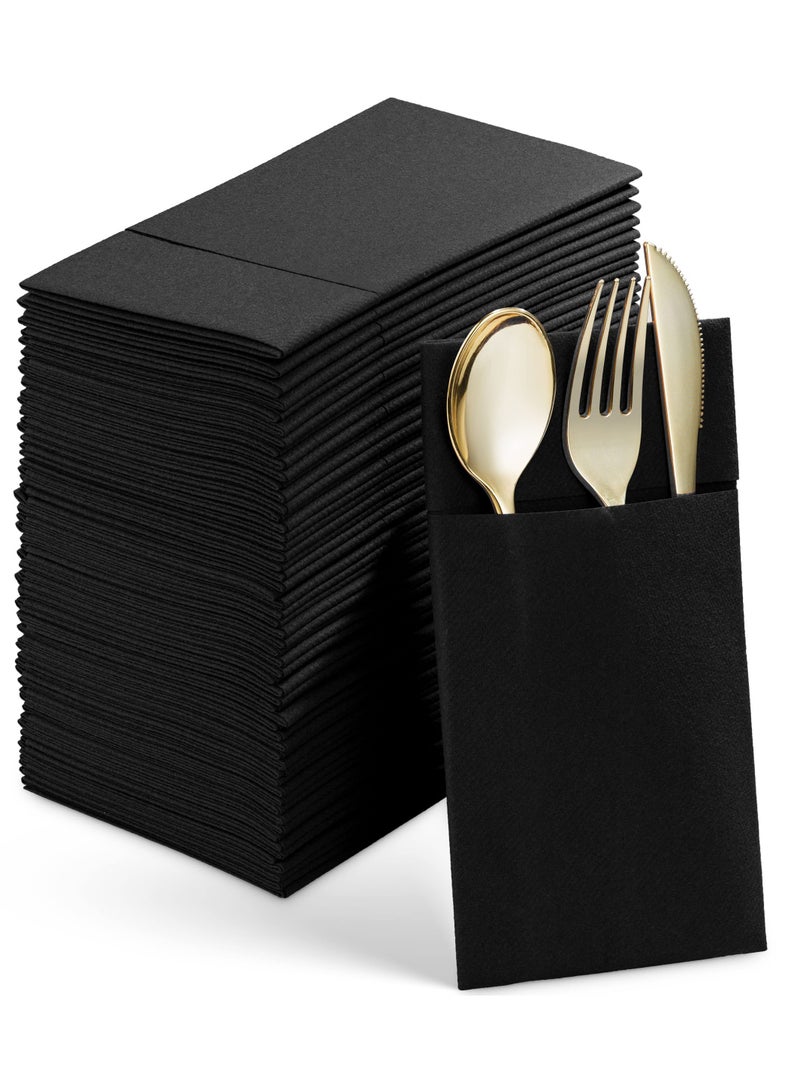 عام يمكن التخلص منها منديل الغبار ، المدمج في كيس أدوات المائدة ، قبل مطوية من القماش على شكل منديل لحفلات الزفاف أو الأطراف - Image 1