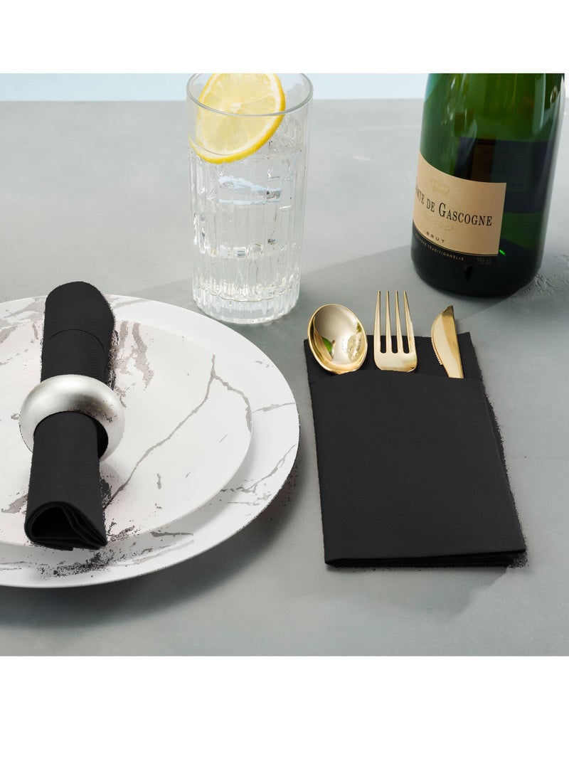 عام يمكن التخلص منها منديل الغبار ، المدمج في كيس أدوات المائدة ، قبل مطوية من القماش على شكل منديل لحفلات الزفاف أو الأطراف - Image 4