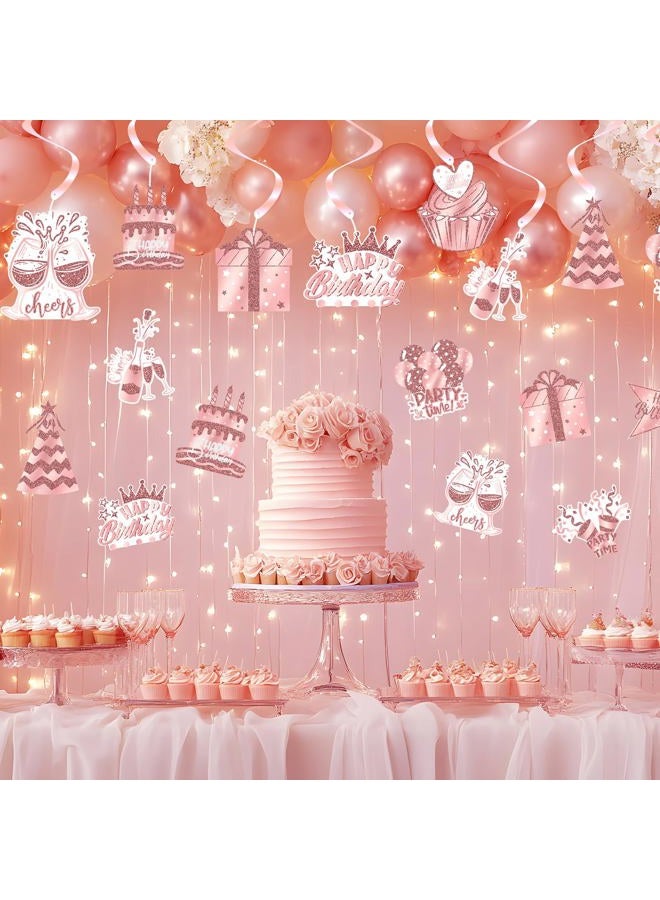 Celee 48PCS Rose Gold Party Decorations – Rose Gold Birthday Hanging Swirls for 18th, 21st, 30th, 40th, 50th, 60th Birthday Celebrations - Image 5