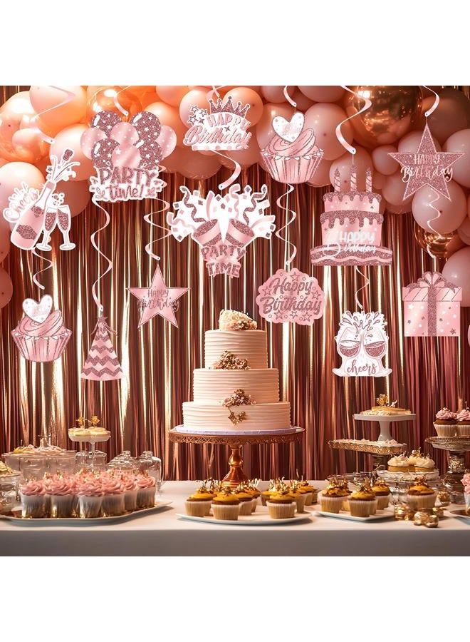 Celee 48PCS Rose Gold Party Decorations – Rose Gold Birthday Hanging Swirls for 18th, 21st, 30th, 40th, 50th, 60th Birthday Celebrations - Image 1