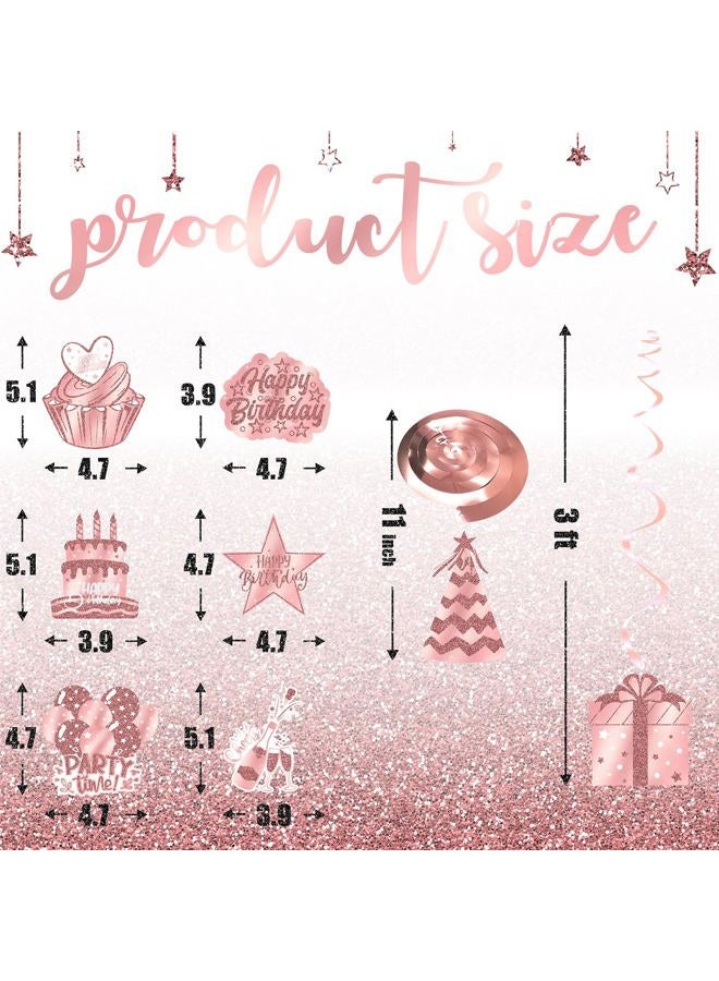 Celee 48PCS Rose Gold Party Decorations – Rose Gold Birthday Hanging Swirls for 18th, 21st, 30th, 40th, 50th, 60th Birthday Celebrations - Image 3