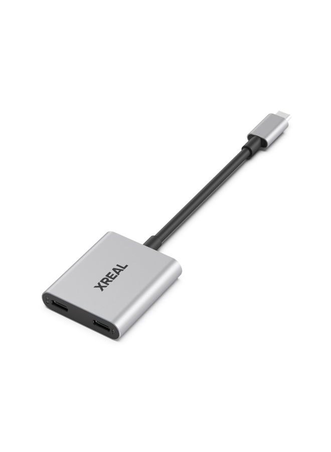 XREAL Hub, Power and Play Adapter, so you can charge AR glasses while you charge your source device, e.g. Steam Deck, ROG Ally, Switch, iPhone 15 or Android phone. 45 W fast charging - Image 1