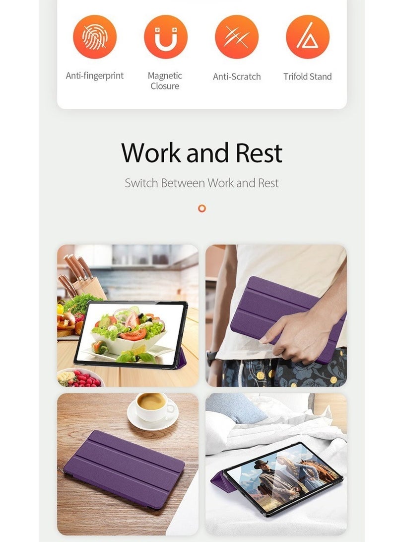 Techie جراب خلفي ذكي قابل للطي ثلاثي الطيات مع وظيفة الإيقاظ/السكون التلقائي لجهاز Samsung Galaxy Tab S9 FE 5G مقاس 10.9 بوصة/Galaxy Tab S9 مقاس 11 بوصة 2023 - أرجواني - Image 4