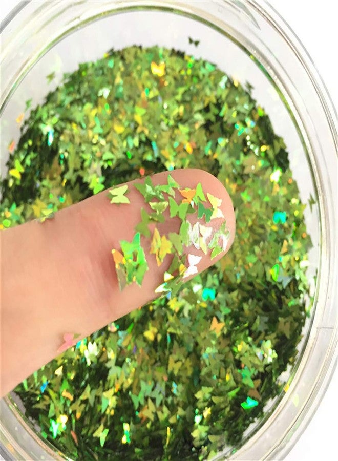 Butterfly Confetti Glitter Laser Sequins for DIY Crafts, Nail Art Decoration, Party Decoration - 3mm, 10g (Holographic Green)