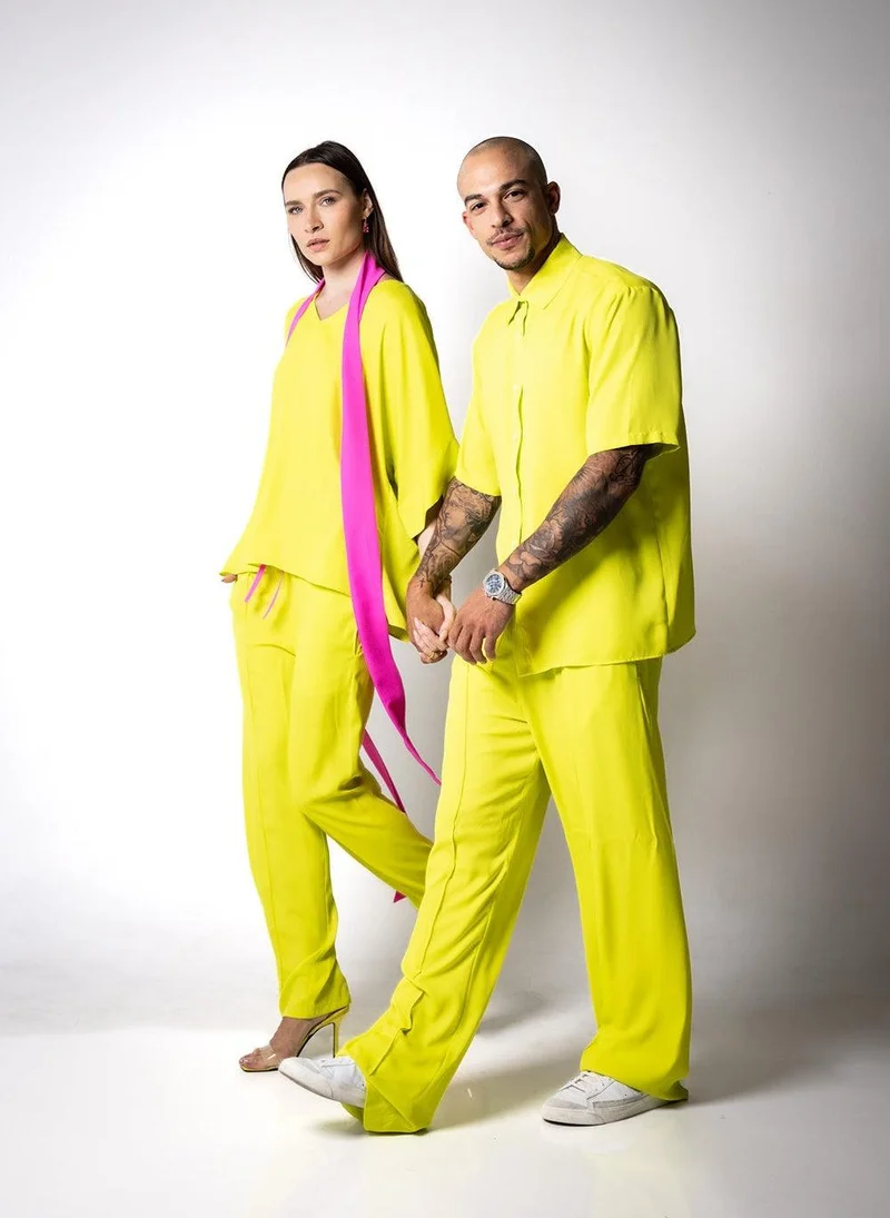 جانارا جونز Yellow Crepe Sahara Trousers