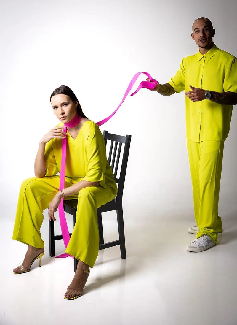 جانارا جونز Yellow Crepe Sahara Trousers