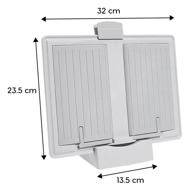 oddpod ™ Jielisi 3-in-1 Multifunction Ergonomic Book Holder with Support Stand/Portable Hands Free Magnetic White Board Cum Paper Clipboard with Stand, Two Markers, Page Clip & Pen - Image 3