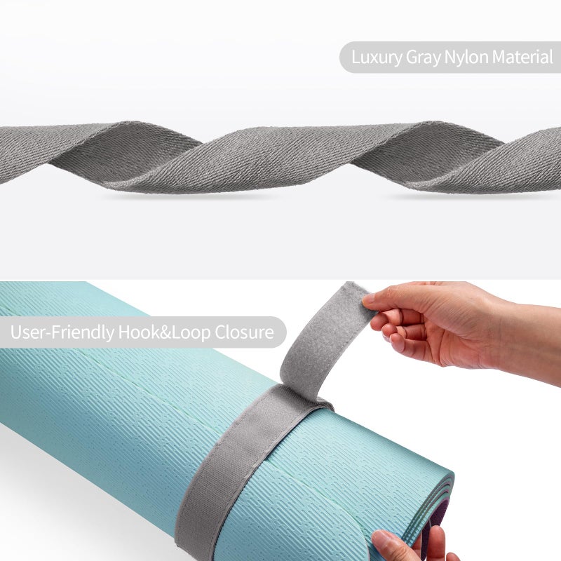 Trilancer Adjustable Yoga Mat Strap with Hook and Loop Closure, Yoga Mat Holder Carrier, for Carrying, Storing, and Organizing Yoga Mat of Various Sizes (Grey) - Mat Not Included - Image 5