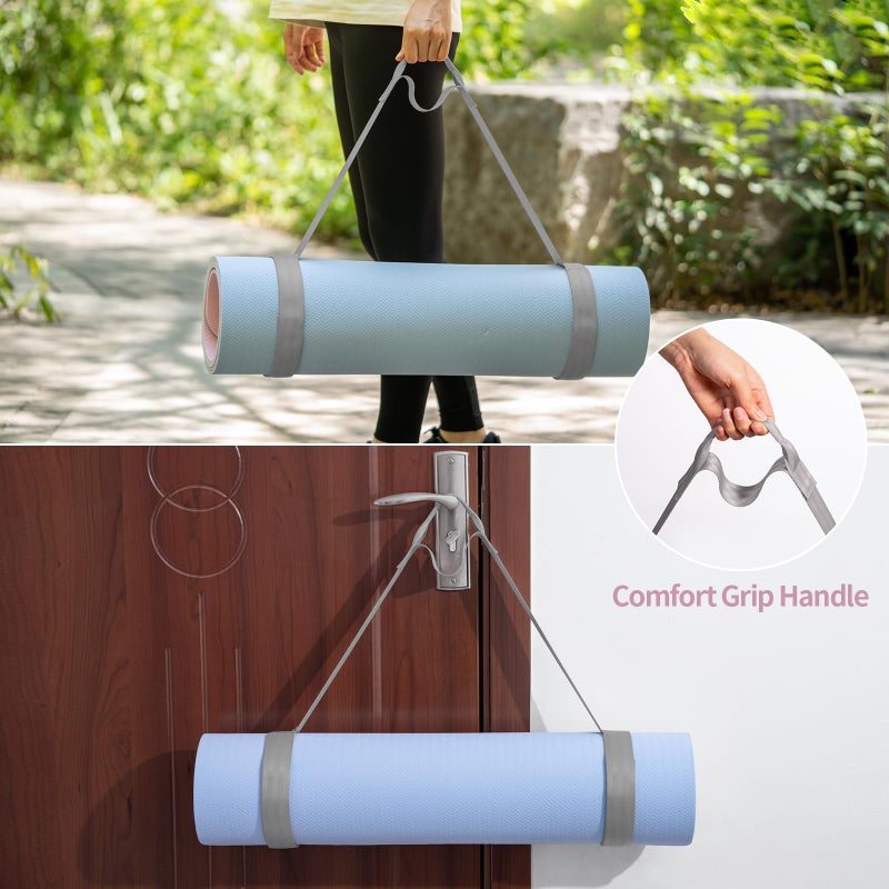 Trilancer Adjustable Yoga Mat Strap with Hook and Loop Closure, Yoga Mat Holder Carrier, for Carrying, Storing, and Organizing Yoga Mat of Various Sizes (Grey) - Mat Not Included - Image 4