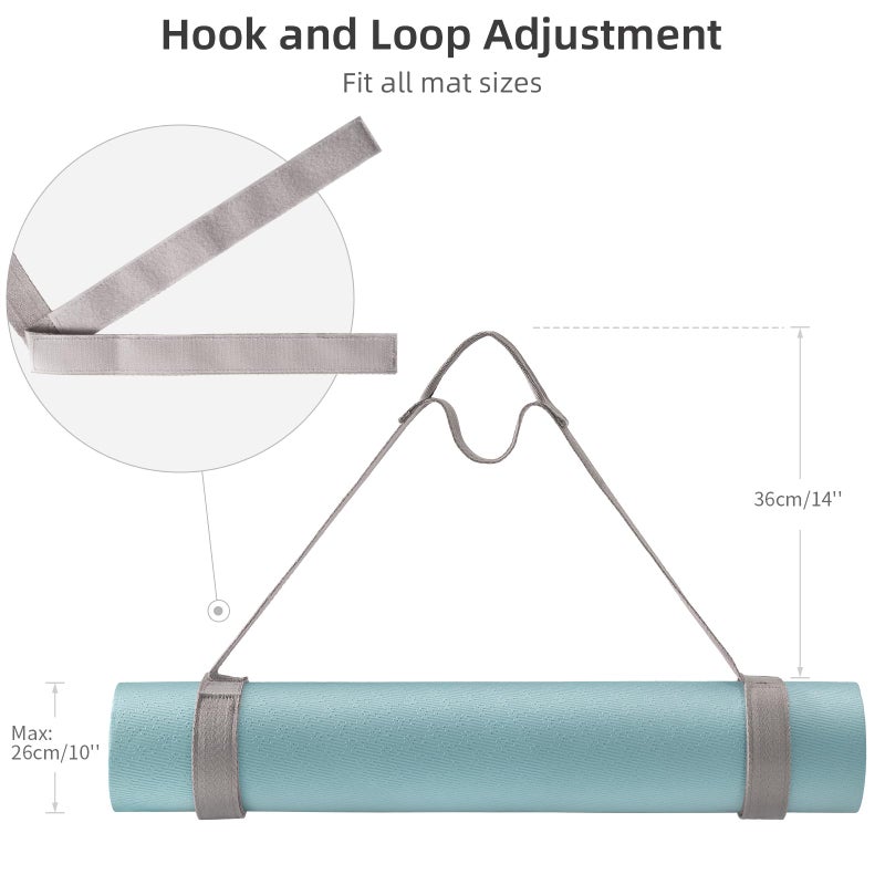 Trilancer Adjustable Yoga Mat Strap with Hook and Loop Closure, Yoga Mat Holder Carrier, for Carrying, Storing, and Organizing Yoga Mat of Various Sizes (Grey) - Mat Not Included - Image 3