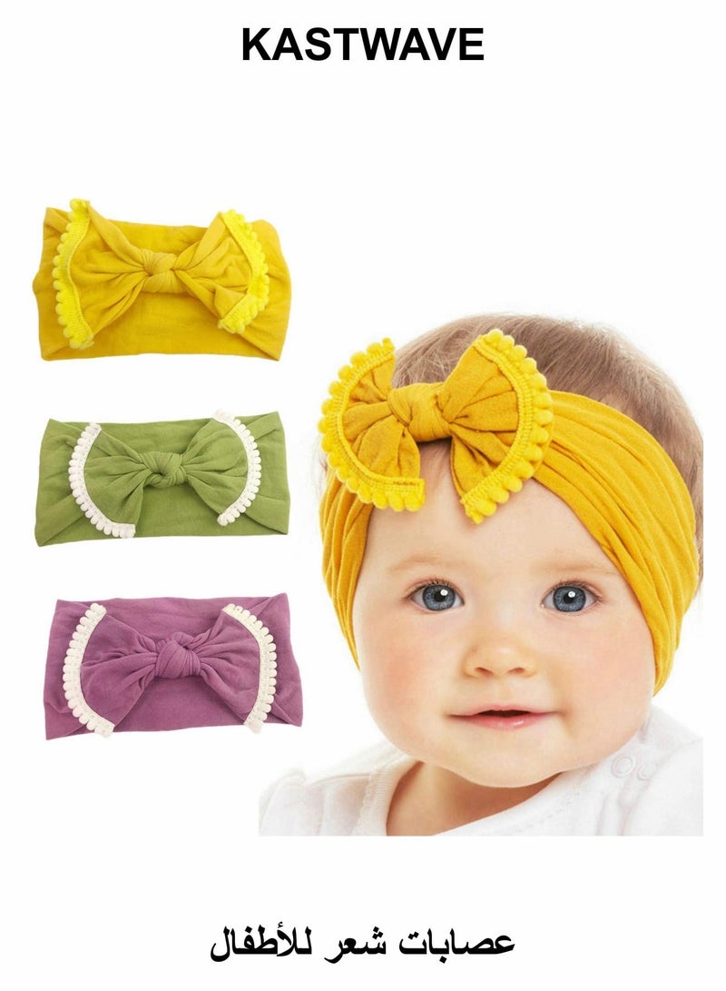 كاست ويف أربطة شعر للأطفال، قبعات عمامة مع رباط شعر نايلون مزين بفيونكة - Image 1