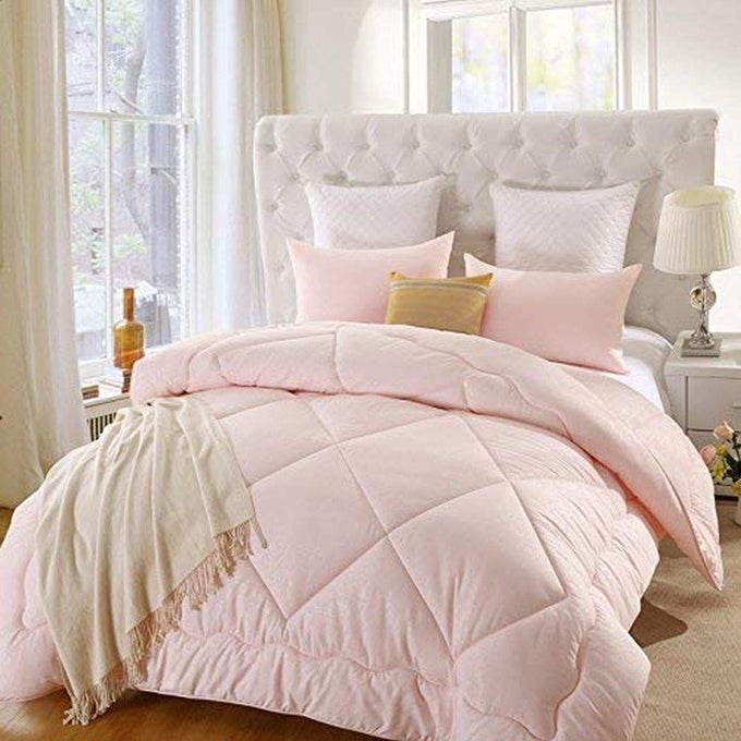 COMFORTER SINGLE BED 500 GSM SOFT MICROFIBRE FOR HEAVY WINTER AC BLANKETDUVETDOHARQUILT FOR ALL WEATHER BREATHABLE FOR SINGLE BEDPINK