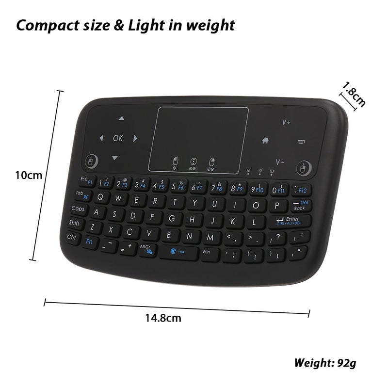 A36 Mini Wireless Keyboard 2.4GHz Air Mouse Rechargeable Touchpad For Android Smart TV Box PC PS3 Black - Image 5
