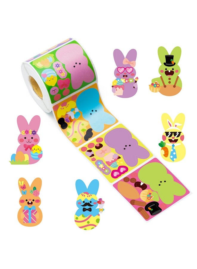 Haooryx Easter DIY Bunny Stickers - 300PCS Make A Face Bunny Stickers Roll Summer Make Your Own Mix and Match Chicks Games Prizes Kids' School Rewards Activities DIY Art Paper Craft Kit Hello Spring - Image 1