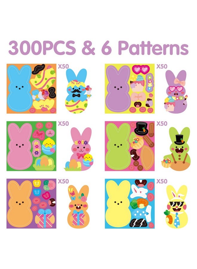 Haooryx Easter DIY Bunny Stickers - 300PCS Make A Face Bunny Stickers Roll Summer Make Your Own Mix and Match Chicks Games Prizes Kids' School Rewards Activities DIY Art Paper Craft Kit Hello Spring - Image 2