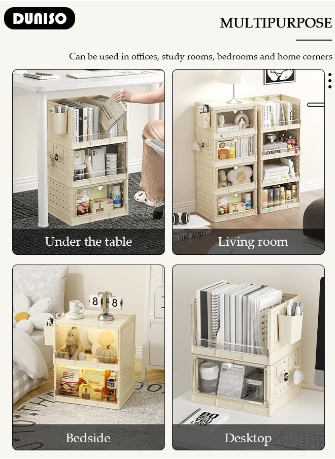 DUNISO - Desktop Storage Box with Pegboard,Desktop Shelf Bookshelf with 2 Storage Drawers,Multi-Functional Desk Display Shelf Rack for Books Cosmetic,Office Supplies Storage, Plastic Stackable Pegboard Storage Box,Suitable for Dressing Table or Desktop to Organize Clutter - Image 1