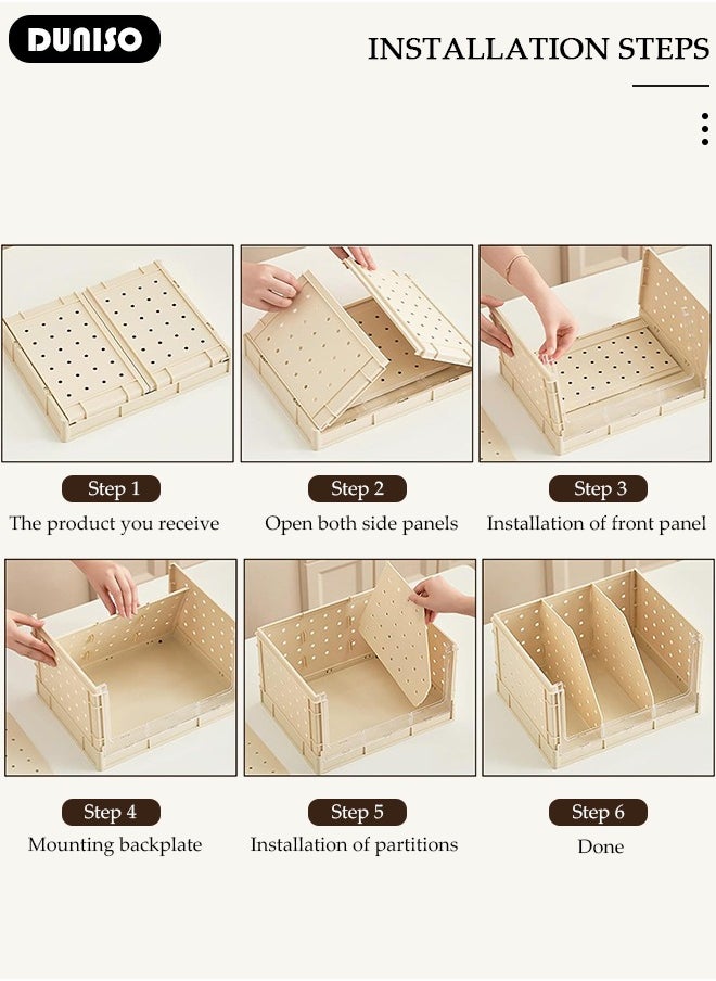 DUNISO - Desktop Storage Box with Pegboard,Desktop Shelf Bookshelf with 2 Storage Drawers,Multi-Functional Desk Display Shelf Rack for Books Cosmetic,Office Supplies Storage, Plastic Stackable Pegboard Storage Box,Suitable for Dressing Table or Desktop to Organize Clutter - Image 1