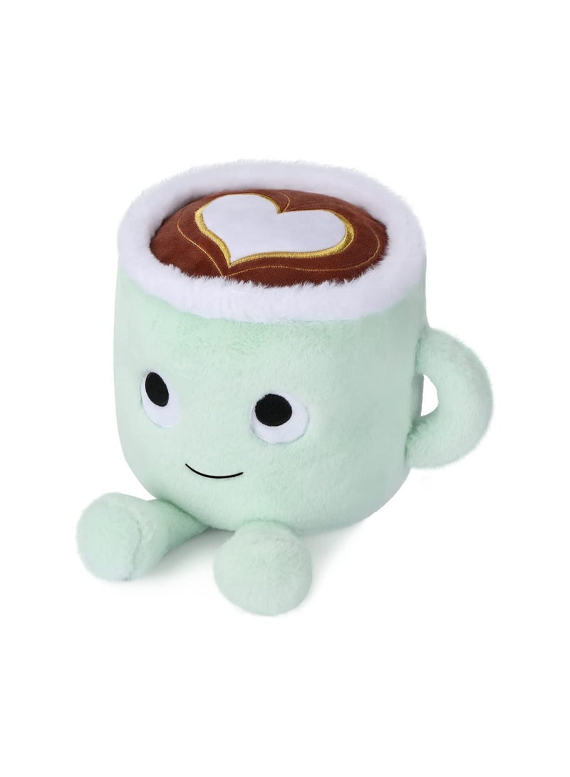 KASTWAVE Coffee Mug Coffee Plush Toy, Cuddly Coffe Cup Doll, Stuffed Coffee Mug Plushie Pillow Doll, Amusing Plush Mug Gift for Every Age, Green  - Image 1