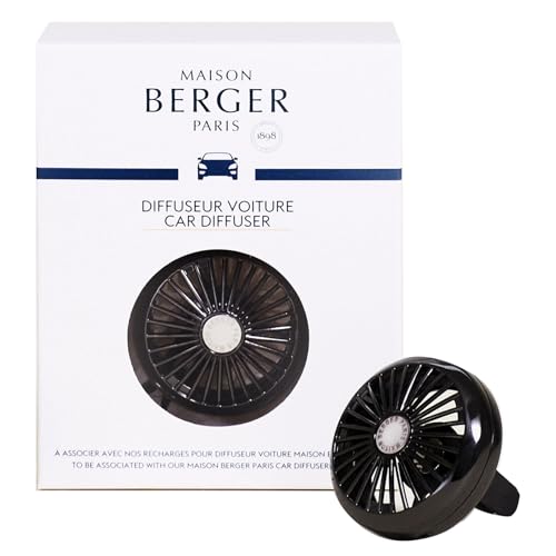 Maison Berger معطر هواء السيارة الفاخر من MAISON BERGER - مشبك تهوية قابل لإعادة التعبئة، موزع عطر للتهوية في السيارة، مصنوع في فرنسا، عطر قابل للتعديل (لا تشمل الكبسولات/إعادة التعبئة، قطر 1.75 بوصة) - تشطيب معدني رمادي غامق - Image 1