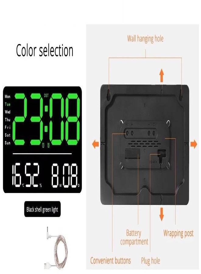 SHOPOBOX Digital Alarm Wall Clock Large with Remote Control, Auto/Custom Dimmer,Temp,Humidity,Dual Alarms, Living Room Décor/Gym/Garage, Gift for Elderly (Square Digital Wall Clock-1) - Image 2