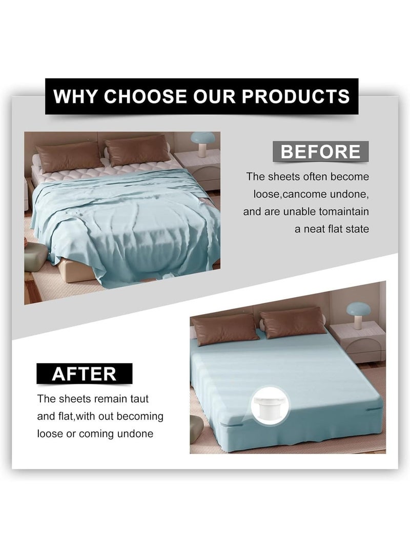 Lock Sheet Holders Set, 4 Pack Bed Sheet Holder to Keep Sheets Firm & Tight, Heavy Duty Bed Sheet Corner Fastener Fits All Mattress, Easy Installation (White) - Image 4