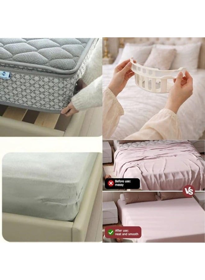 Lock Sheet Holders Set, 4 Pack Bed Sheet Holder to Keep Sheets Firm & Tight, Heavy Duty Bed Sheet Corner Fastener Fits All Mattress, Easy Installation (White) - Image 1