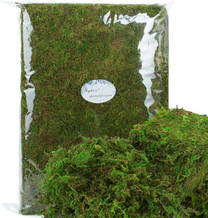 BYHER Craft Moss, 35OZ Fake Moss for Potted Plants Indoor, Artificial Moss for Faux Plant Fairy Garden Table Centerpieces Wedding Decor, 2.18 Pounds Fresh Green Moss - Image 1