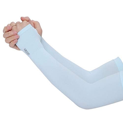 Dressify®High Performance Fingure Arm Sleeves for Athletic Fingure Arm Sleeves Perfect for Cricket, Bike Riding, Basketball, Baseball, Running & Outdoor Activities Beige, White, Sky Blue - Image 3