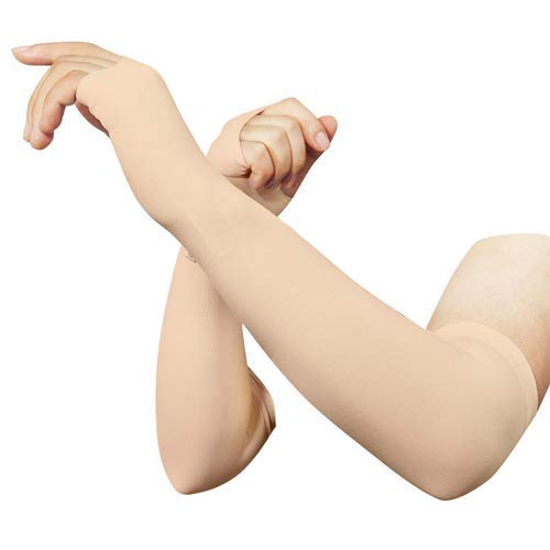 Dressify®High Performance Fingure Arm Sleeves for Athletic Fingure Arm Sleeves Perfect for Cricket, Bike Riding, Basketball, Baseball, Running & Outdoor Activities Beige, White, Sky Blue - Image 2