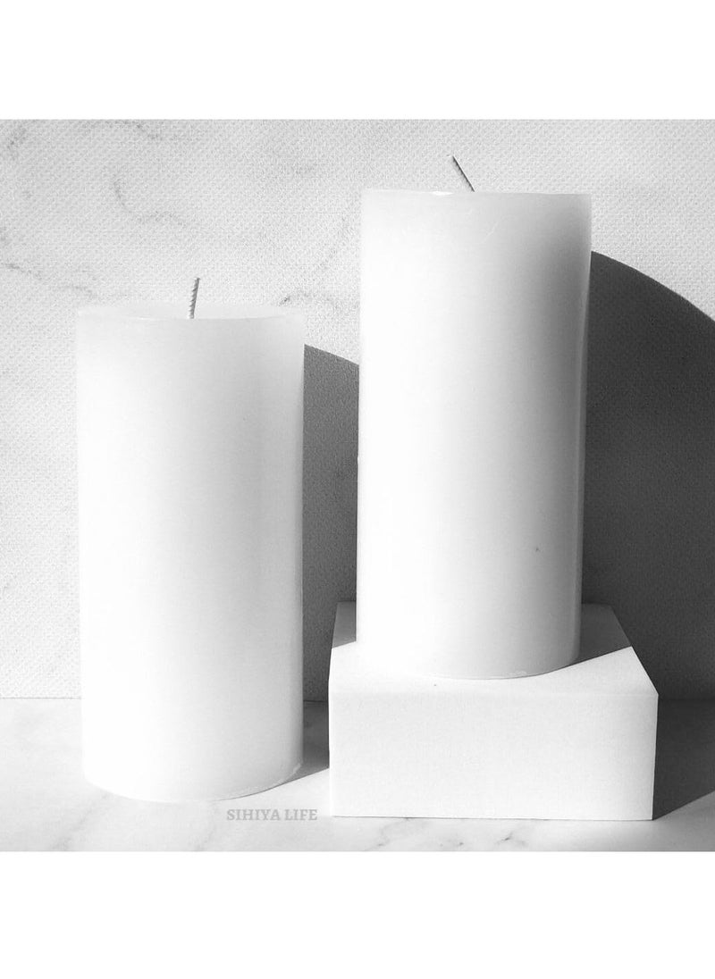 SIHIYA LIFE Set of 2 White Pillar Candles| 3 x 6inch | Unscented & Dripless Candles for Decor, Events, Restaurants | Natural Wax with Cotton Wicks | 70 hrs/candle Burn Time 