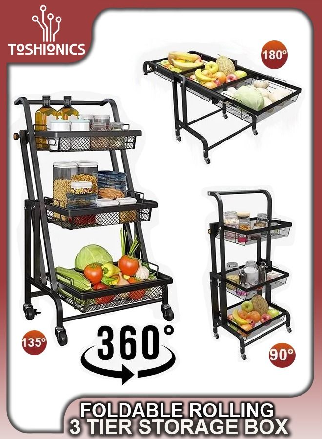 توشيونيكس 3 طبقات قابلة للتشوه بزاوية 90 إلى 180 درجة قابلة للتعديل ، سلة معدنية قابلة للدوران ، سلة أدوات معدنية قابلة للدوران 180 درجة ، رف حمام للمطبخ ، طبقات ترولي ، منظم تخزين ، رف أرفف لخضروات الفاكهة - Image 1