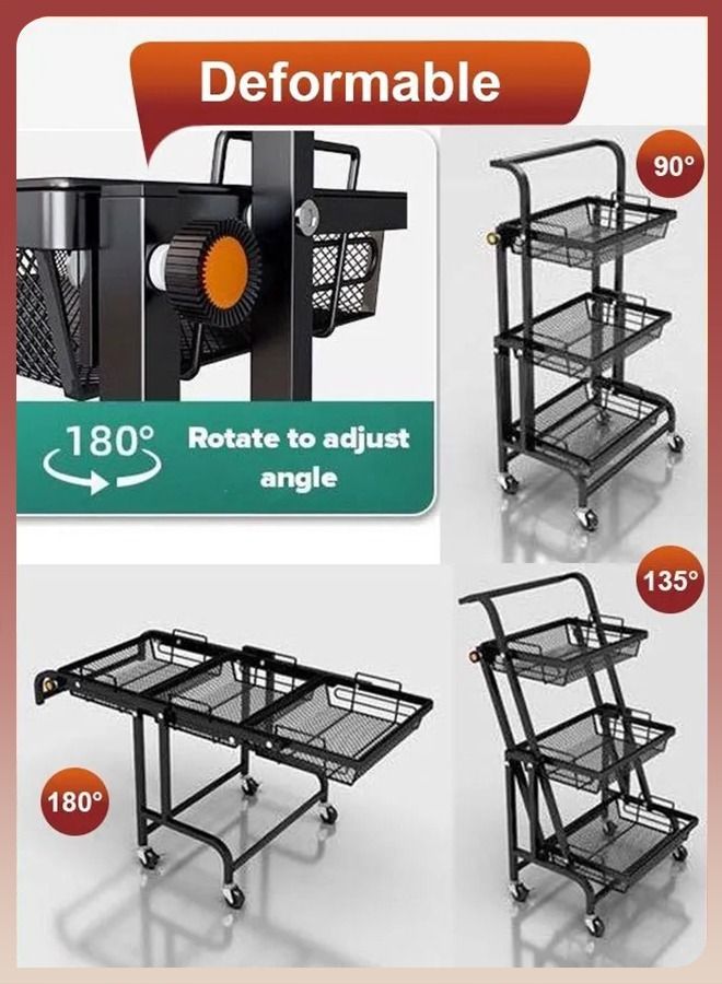 توشيونيكس 3 طبقات قابلة للتشوه بزاوية 90 إلى 180 درجة قابلة للتعديل ، سلة معدنية قابلة للدوران ، سلة أدوات معدنية قابلة للدوران 180 درجة ، رف حمام للمطبخ ، طبقات ترولي ، منظم تخزين ، رف أرفف لخضروات الفاكهة - Image 2