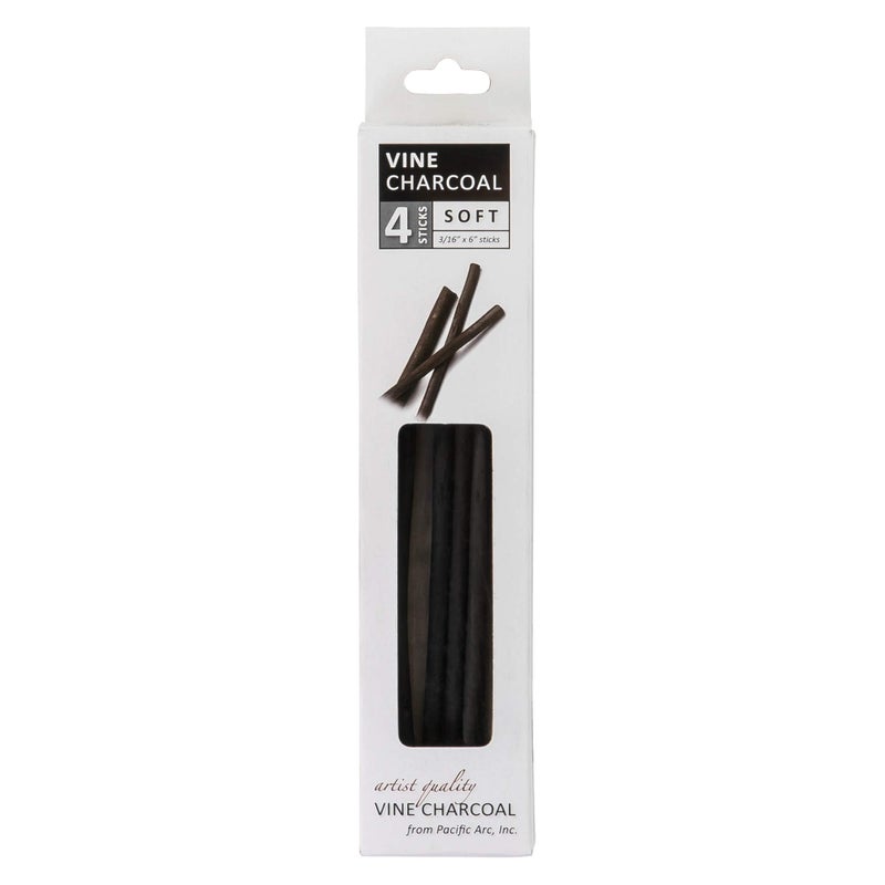 Pacific Arc Artist Vine Charcoal, Soft, Black 4 Charcoal Sticks for Drawing, Sketching, and Fine Art - Image 2