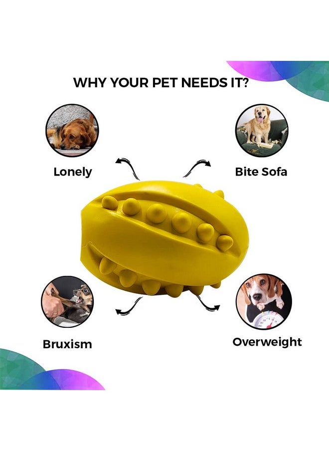Goofy Tails - Dog Ball Dog Toys | Rubber Studded Rugby Ball For Dogs| Non-Toxic Chew Toys For Dogs | Yellow Rugby Ball For Dog | Dog Toy For All Breeds| Ideal Dog Balls For Medium And Large Dogs - Image 1