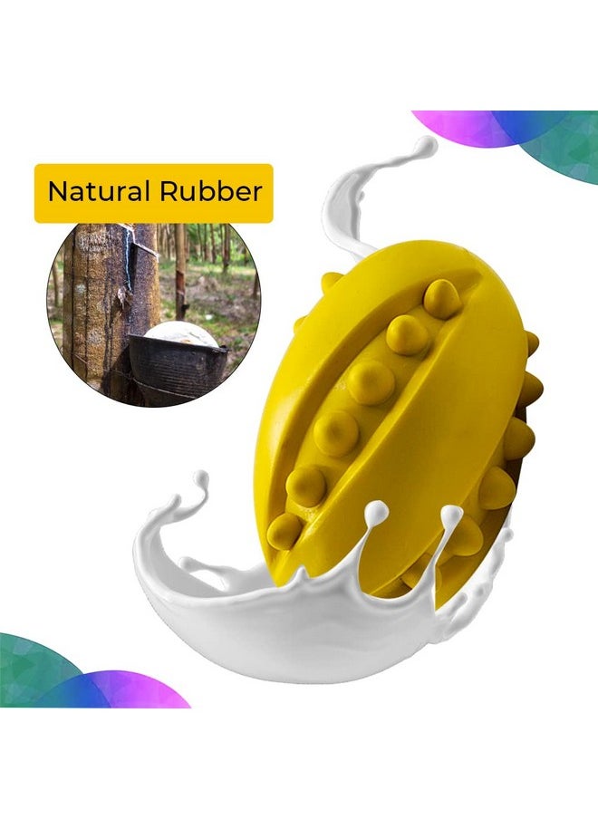 Goofy Tails - Dog Ball Dog Toys | Rubber Studded Rugby Ball For Dogs| Non-Toxic Chew Toys For Dogs | Yellow Rugby Ball For Dog | Dog Toy For All Breeds| Ideal Dog Balls For Medium And Large Dogs - Image 1