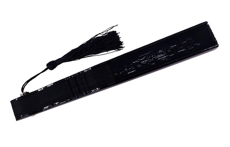 Amajiji 8.27"(21cm) Hand Held Bamboo Silk Folding Fan Hand Fan,Chinese/Japanese Charming Elegant Vintage Retro Style,Women Ladys Girls Best Gifts (Black-1) - Image 3