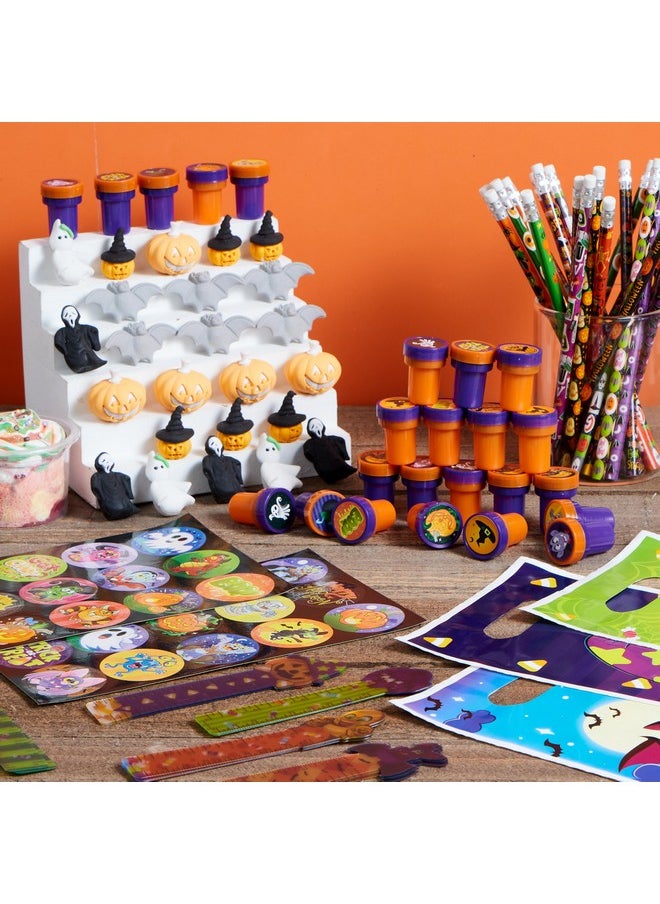144 Pieces 24 Pack Assorted Halloween Themed Stationery Kids Gift Set Trick Treat Price Party Favor Toy Including Halloween Pencils, Rulers, Stickers, Stamps And Erasers In Trick Or Treat Bags