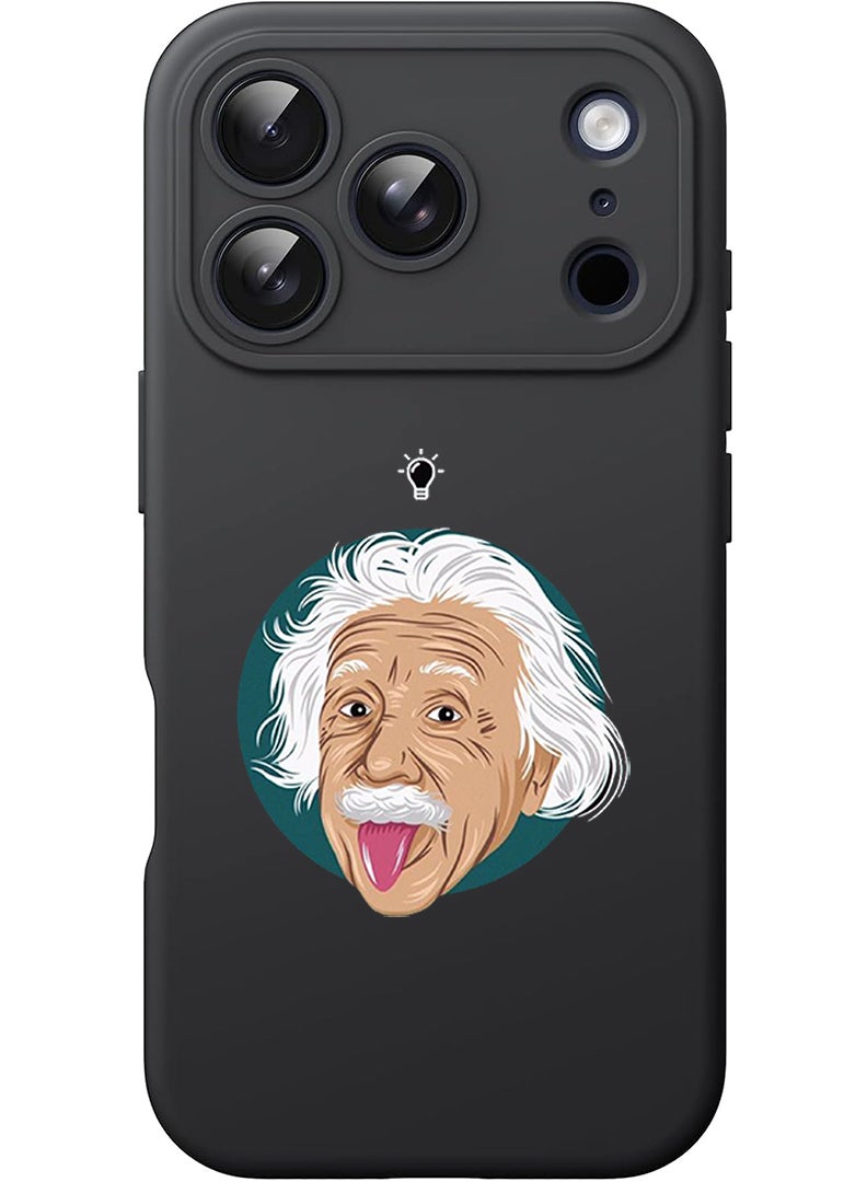 Theodor Protective Slim Fit Case Liquid Silicone Cover with Full Body Protection Anti-Scratch Shockproof Case For Apple iPhone 17 Pro (Black) Einstein idea - Image 1