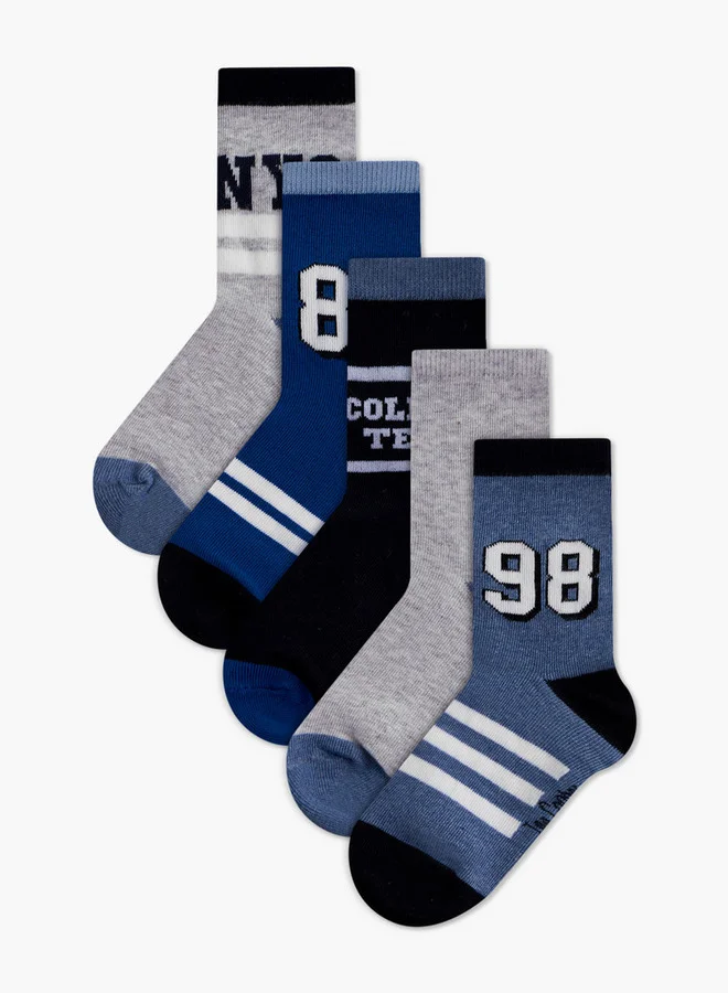 Lee Cooper Textured Crew Length Socks - Set of 5