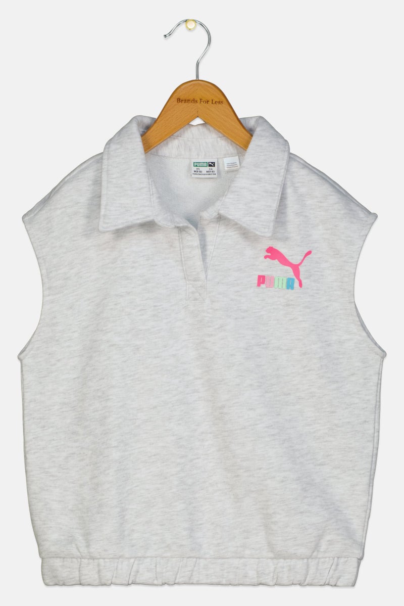 PUMA Kids Girl Sportswear Fit Sleeveless Top, Light Grey - Image 3