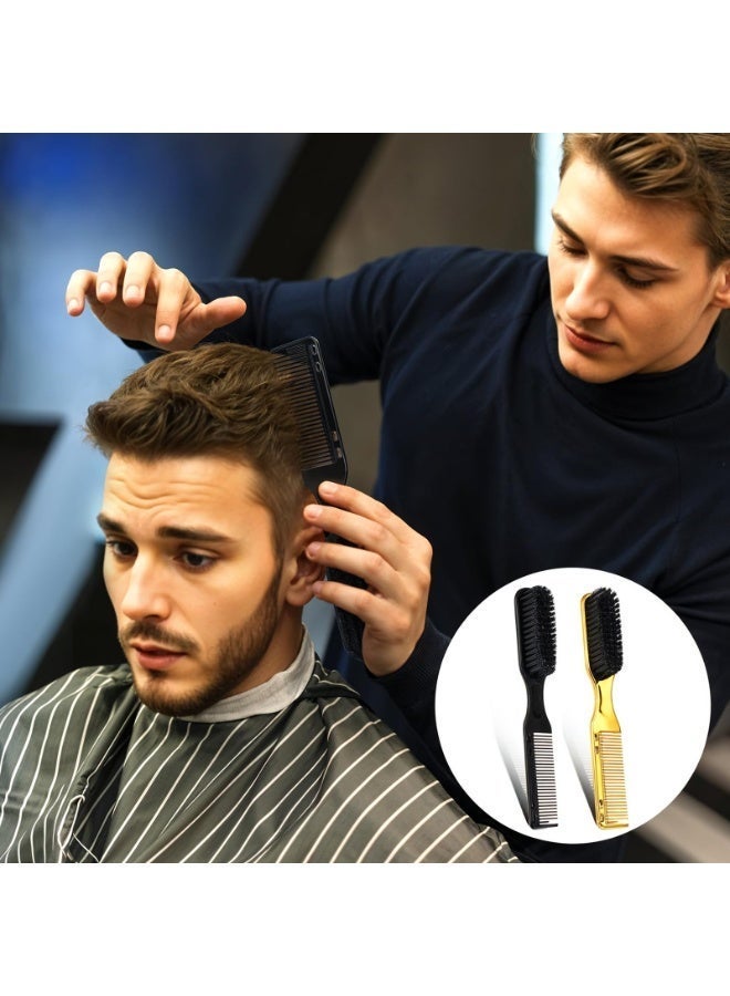 FLOVAZO Professional Double-Sided Beard Brush & Comb Set - 3 Pack Premium Grooming Tool with Natural Bristles for Barbershop, Home & Travel - Gentle Detangling & Styling for All Beard Types - Image 4